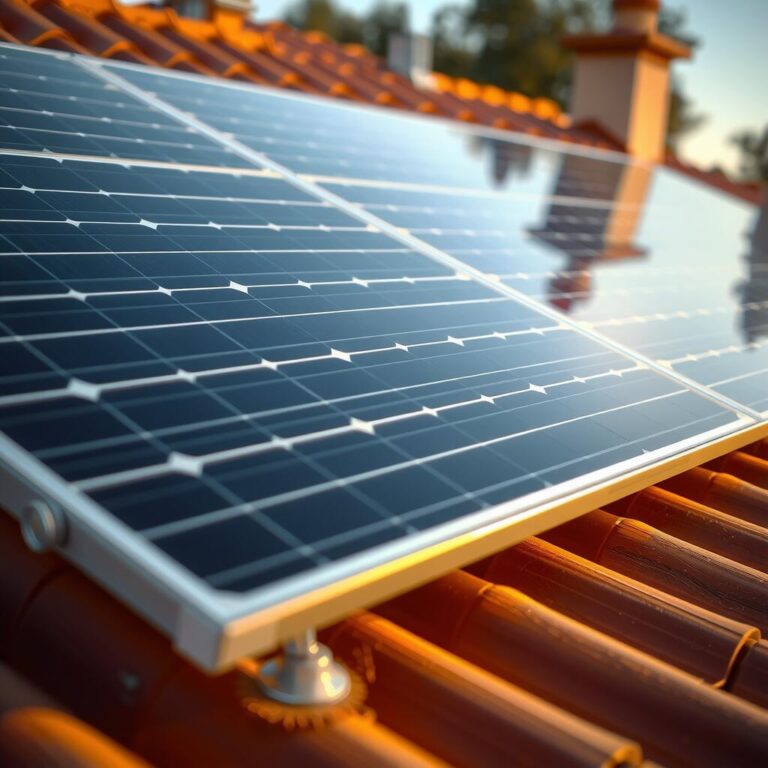 Panel solar fotovoltaico montado sobre tejado de tejas